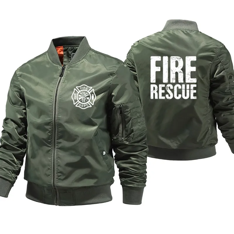 Fire Rescue Firefighter Fireman Bomber Jacket Ma-1 Aviator Pilot