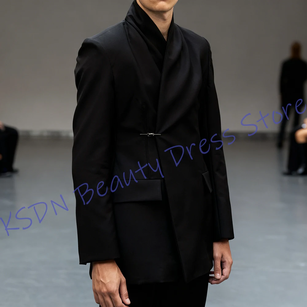 Timeless Men's Suits Black Two Piece(Jacket+Pants) Set Single Button Classic Elegant Blazer for High-End Fashion Events