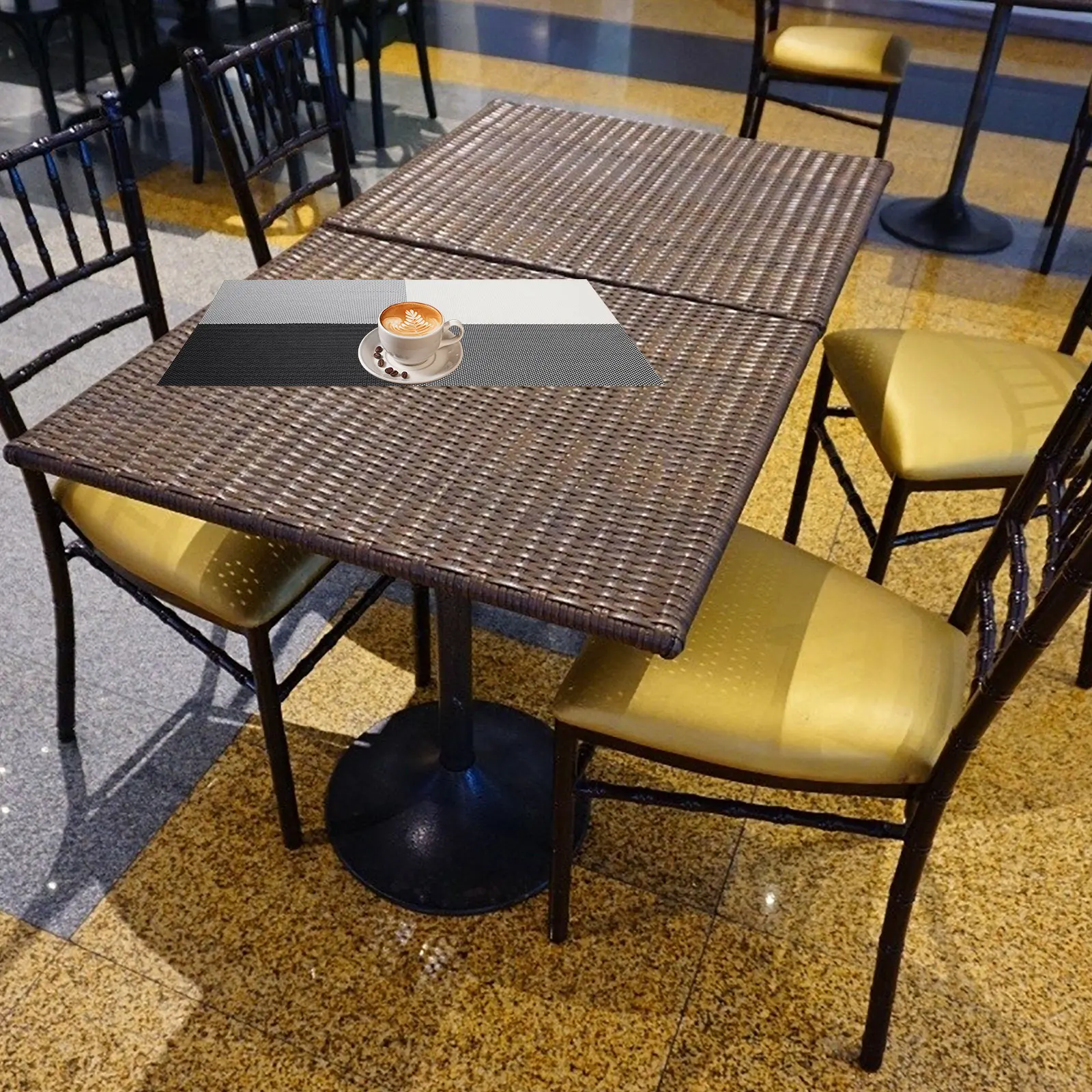 

2Pcs PVC Place Mats Decorative Dining Table Mats Practical Child Friendly Home Accessories Rectangle Design Western