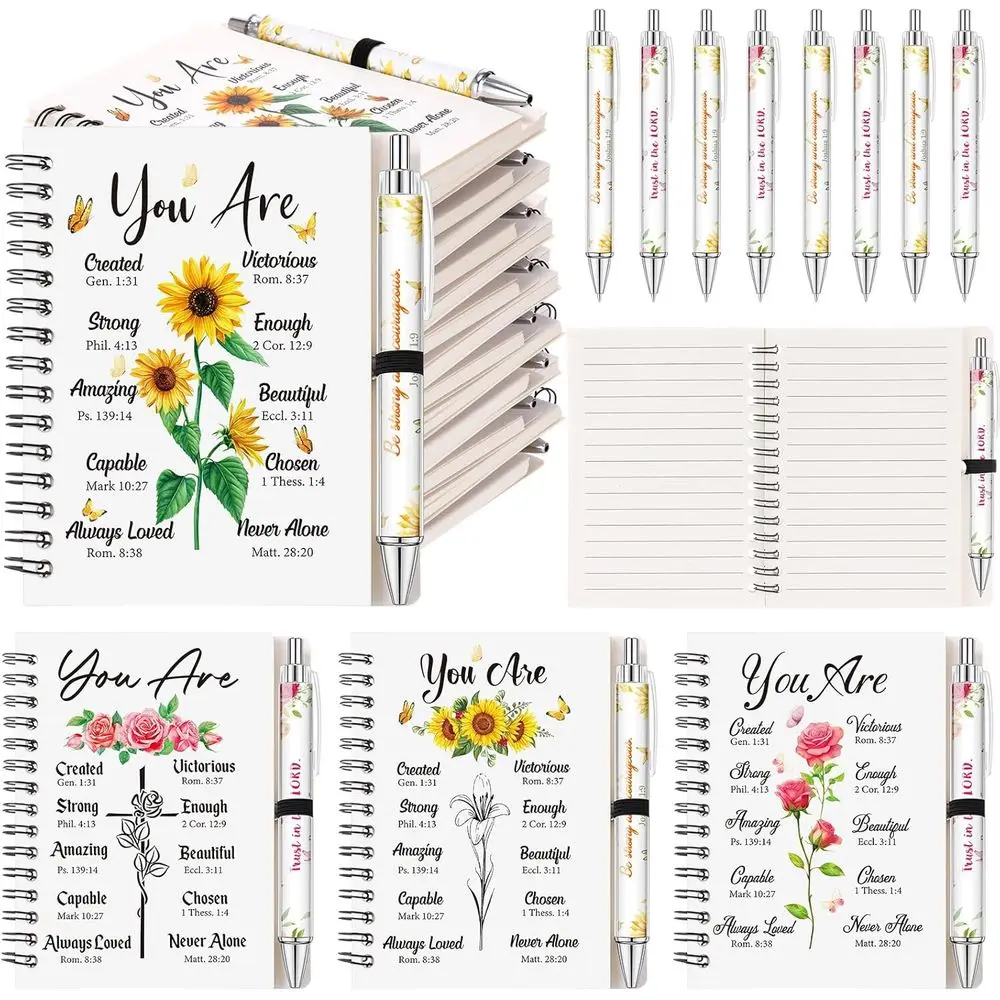 

Bulk Christian Notebooks and Pens Set for Women - Faithful Prayer Journals with Scripture Verses