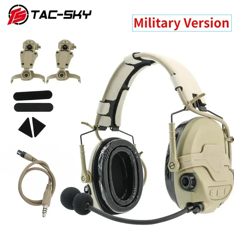 TS TAC-SKY TAC700 Military Tactical Headset Full Digital Dual DSP Noise Cancelling Pickup Walkie Talkie Headphone for Airsoft