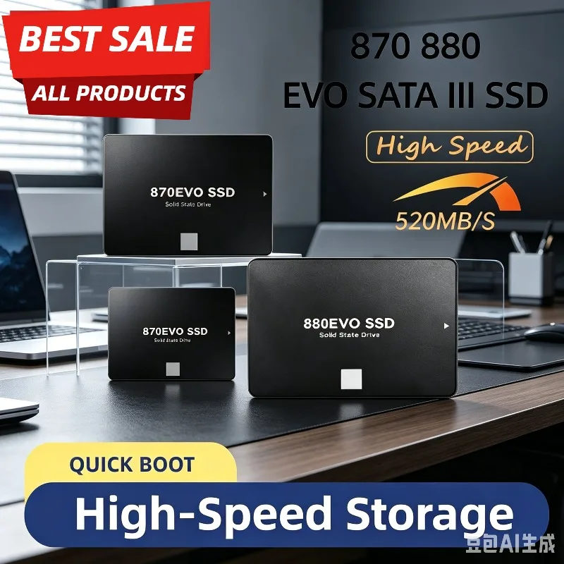 

【Brand+】High Speed 500GB Internal SSD–Original 870 EVO 880 EVO,SATA3 2.5 Inch Solid State Disk for Laptop Desktop Microcomputer