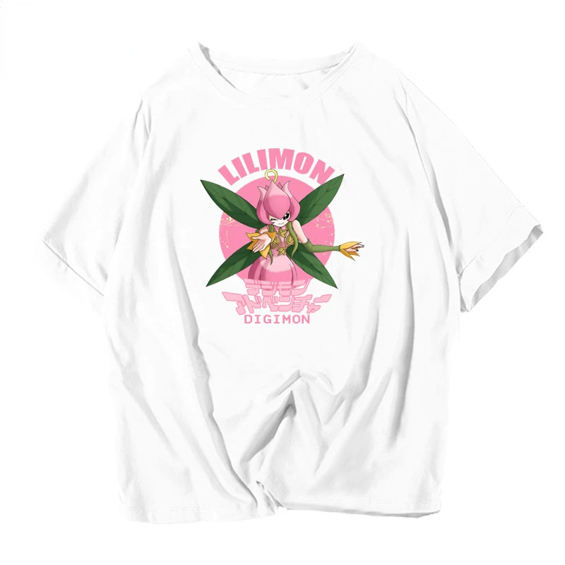Anime Digimon Adventure Oversized T Shirt Women Men Angemon Agumon Lilimon Angewomon Summer O-neck Short Sleeve Cotton T-shirt view 5