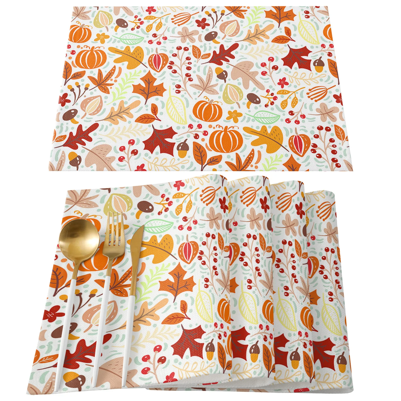 Autumn Pumpkin Leaves Cotton Linen Table Runner Dining Table Decor Tablecloth Wedding Party Table Runners