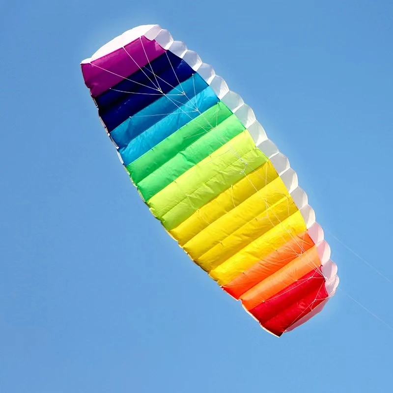 free shipping 270cm dual line large Parafoil kites fly Sports Beach stunt kite control bar outdoor toys rainbow high Line winder