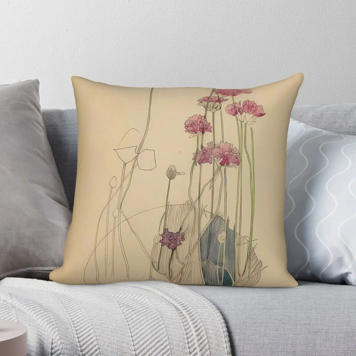 Charles Mackintosh Sea Pink Holy Island Pillowcase Polyester Linen Velvet Creative Zip Decor Sofa Seater Cushion Cover