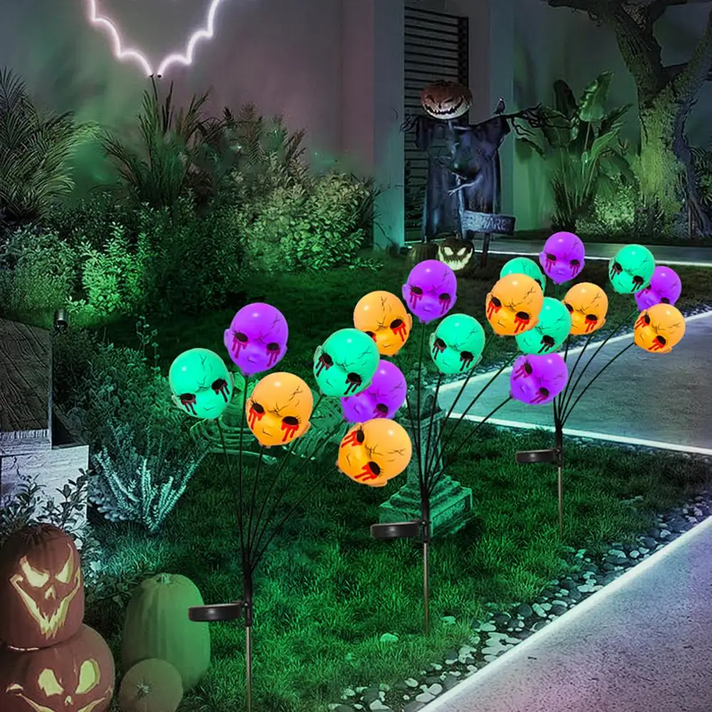 

Outdoor Solar Garden Lighting Scary Skull Eyeball Solar Halloween Lights for Outdoor Decor Haunted Graveyard for Halloween