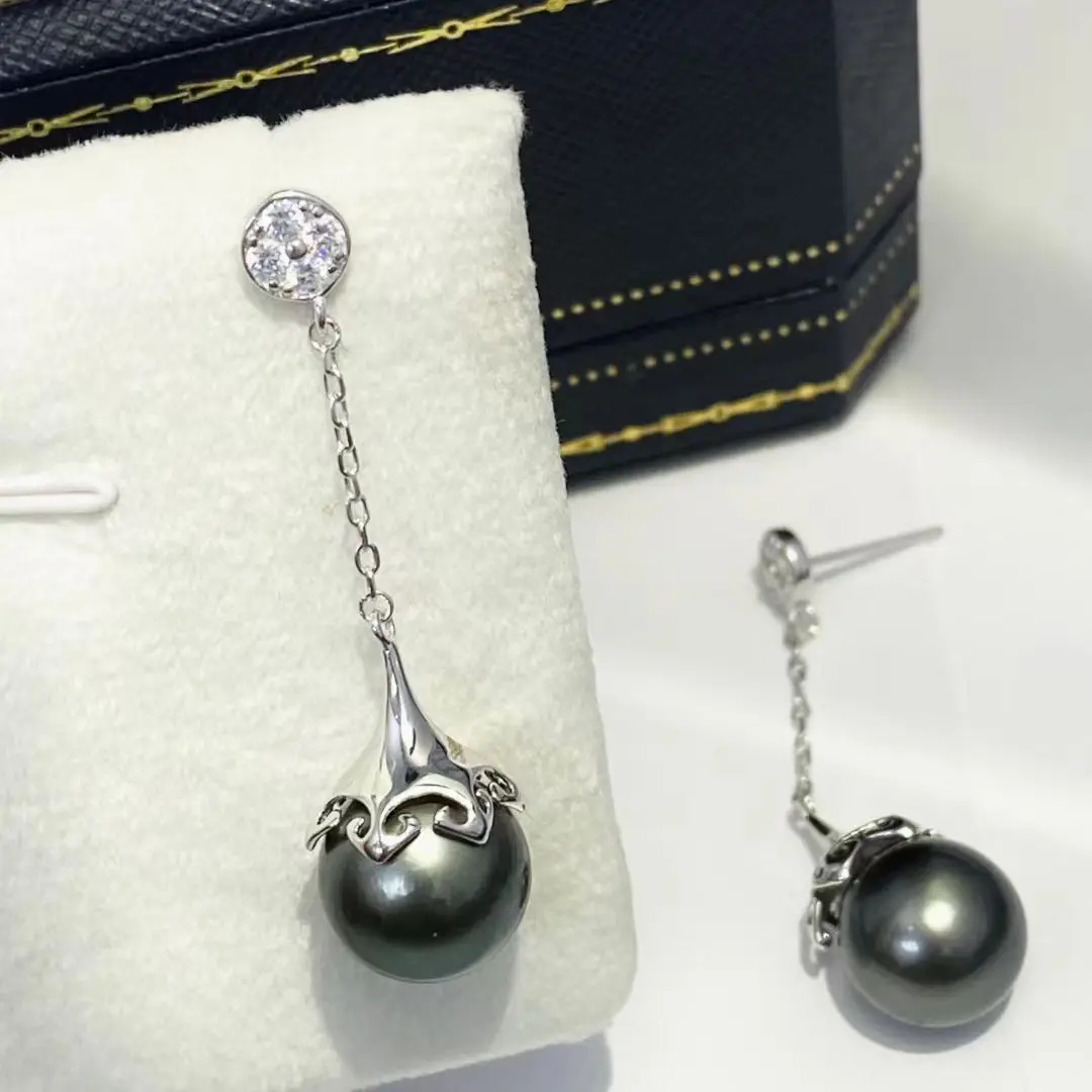 Wholesale S925 Sterling Silver Earrings Mount Findings Settings Base Mounting Parts Accessory for 11-12mm Pearls 5 pairs/lot