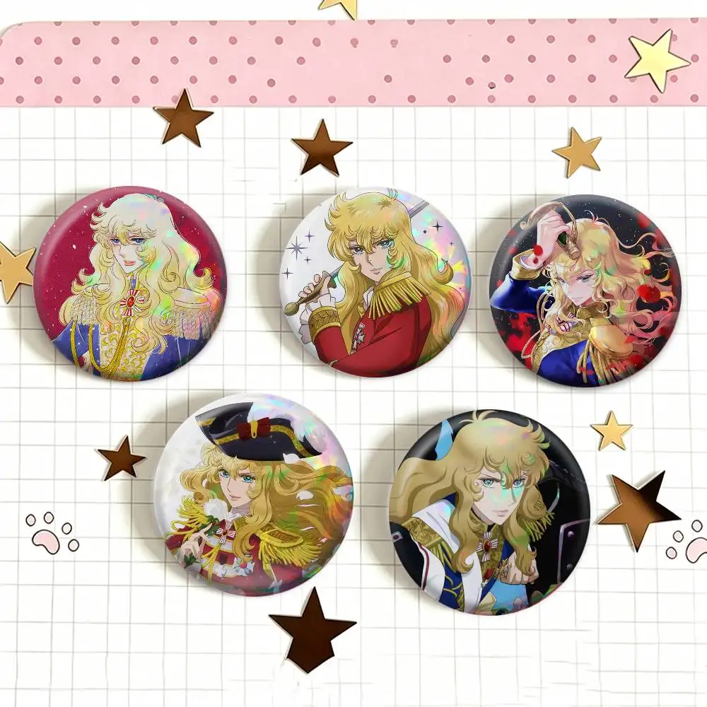 Lady Oscar Rose of Versailles   Laser Badge Creative Pins Brooch for Bag Clothes Hat Decor Gifts Fans Collect