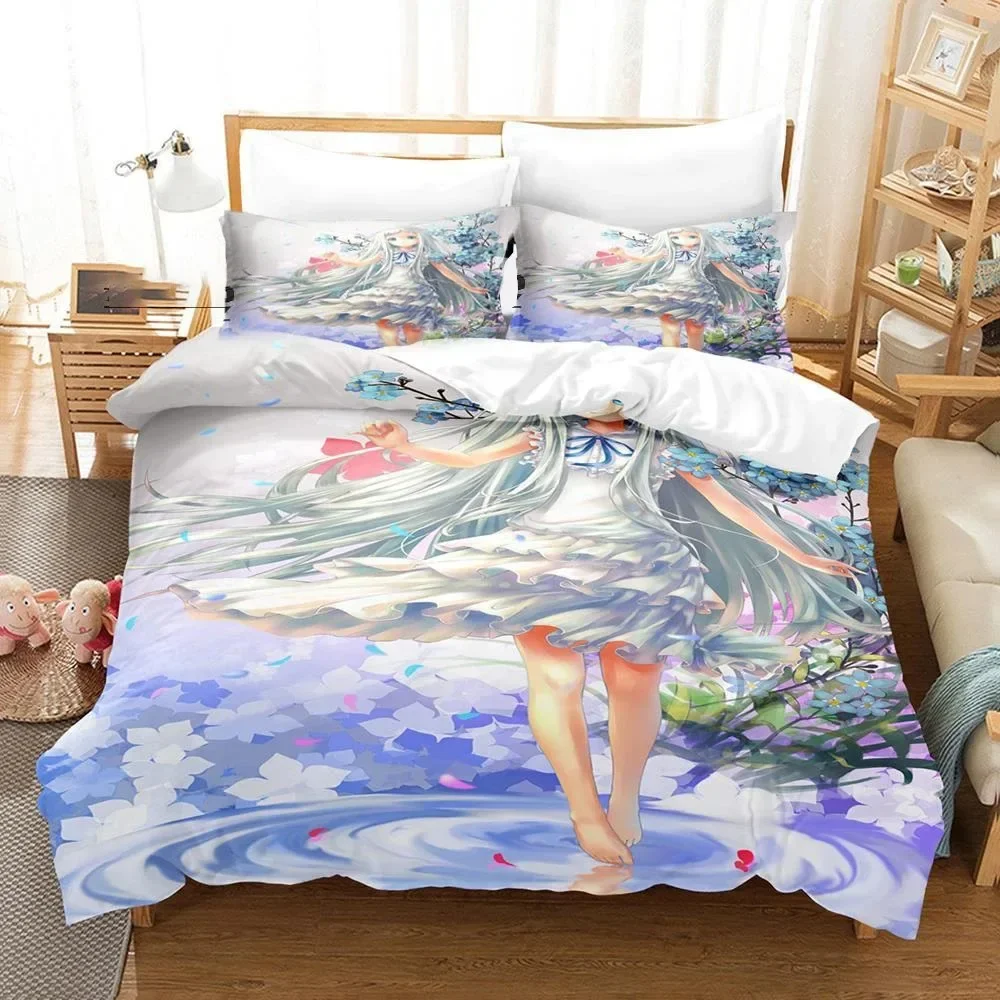 Anime Anohana Honma Meiko Bedding Set Boys Girls Twin Queen Size Duvet Cover Pillowcase Bed Kids Adult Home Textileextile