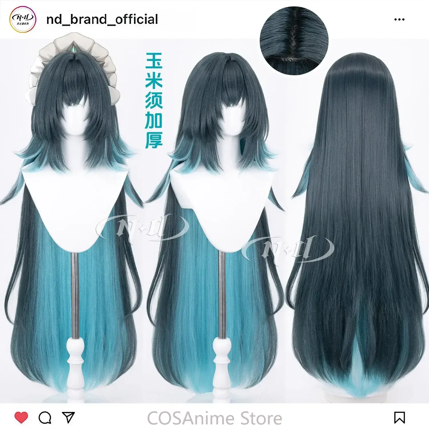 Danica Genshin Impact 110cm Anime Cosplay Wig Dark Blue Long Wig Women Halloween Heat Resistant Synthetic Wigs  Role Play
