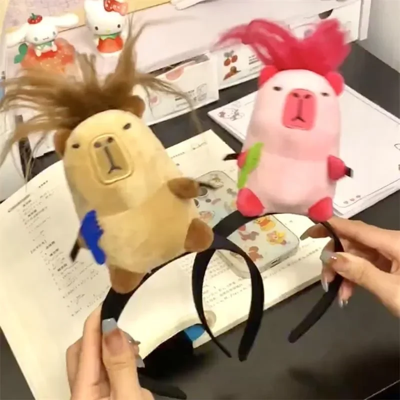 Cartoon Funny Capybara Hair Hoop Headband Summer Women's Cute Face Wash Headband Funny Plush Hair Band Hair Accessories