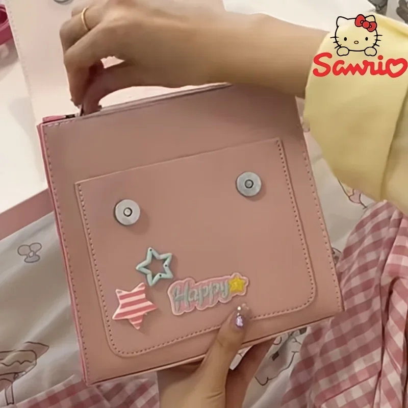 Sanrio Hello Kitt Dopamine Cambridge Bags Pink Fashion Single Shoulder Bag Sweet Cool Girl Crossed Small Square Bag Simplicity