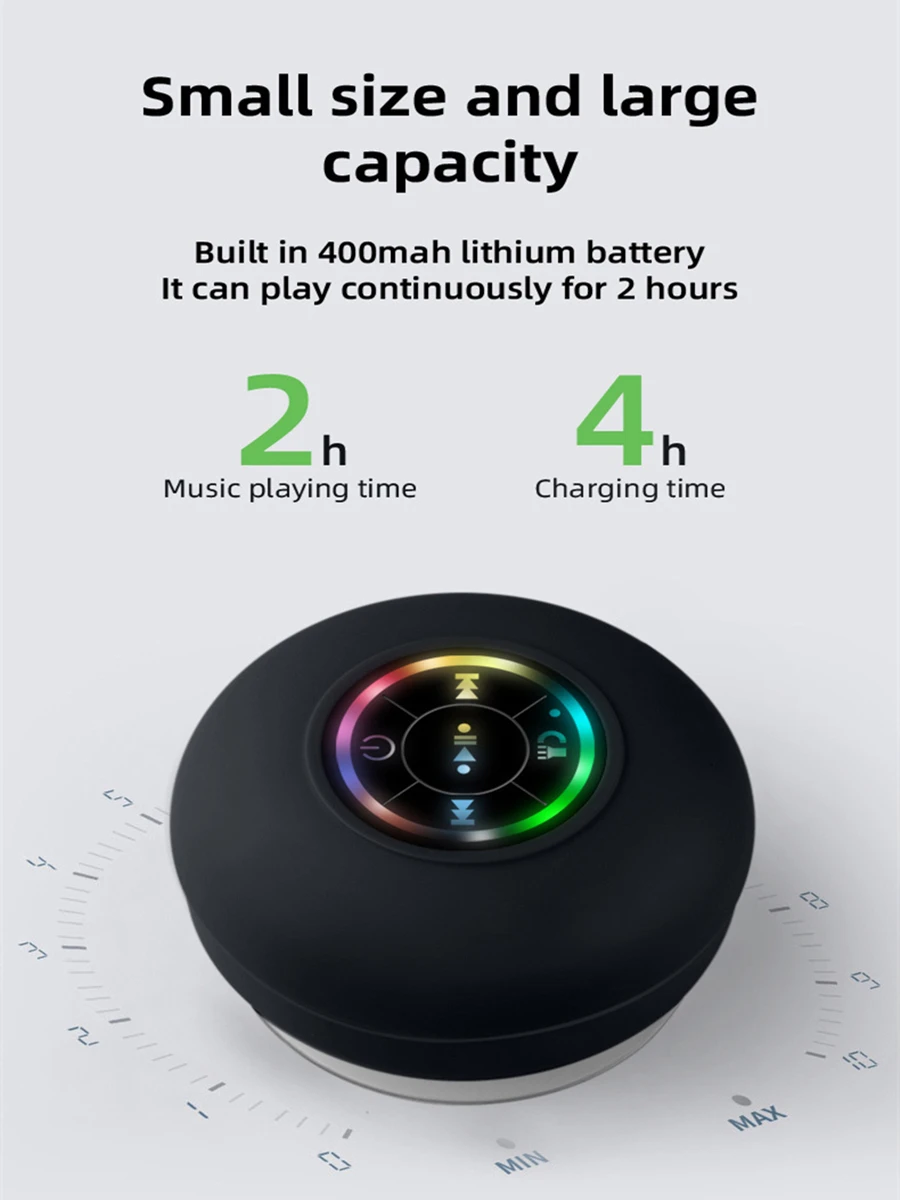 Светодиодный водонепроницаемый беспроводной Bluetooth-динамик для ванной комнаты, большая присоска, мини-портативный динамик, стереодинамики для спорта на открытом воздухе, коробка
