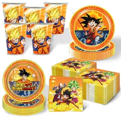 Goku Dragon Ball Z Anime Figure Latex Foil Ballon Party Supplies Paper Plate Cup Tableware Party Toy Gift Supplies Wall Hanging