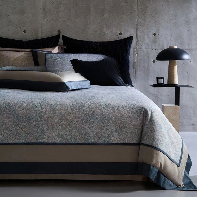 Light luxury high-end double-strand combed island long-staple cotton four-piece set, bed sheet quilt cover