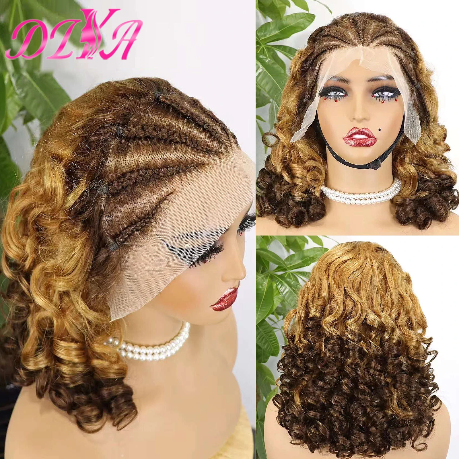 

250% Density Fumi Loose Wave Human Hair Wig with Braids 13x4 Transparent Lace Frontal Wig Bouncy Curly Hair Wig for Black Women