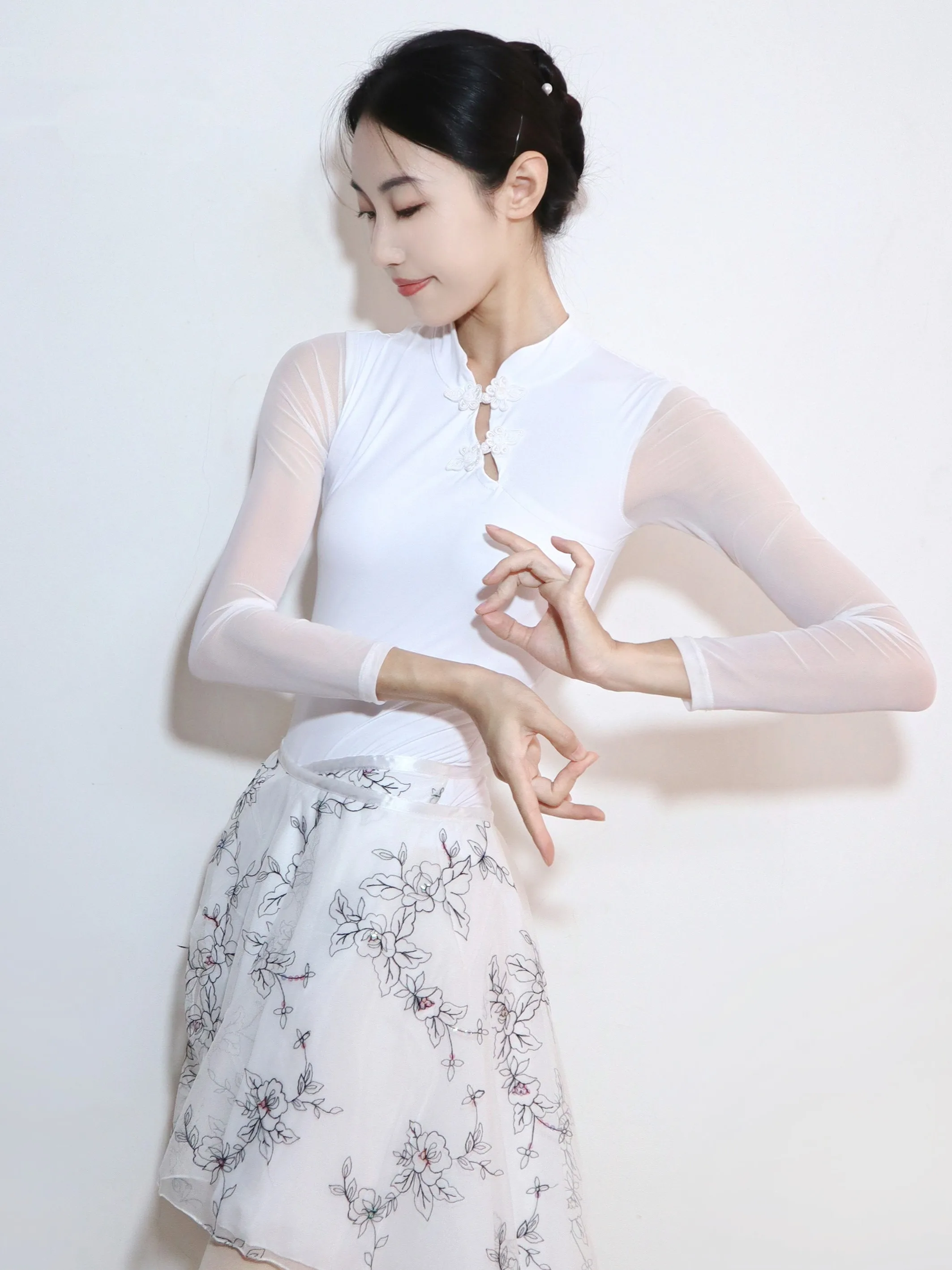 Ballet Dance Leotard Cheongsam Collar Gymnastic Costume Women's Art Examination Dance Practice Costume Yoga Bodysuit Leotards