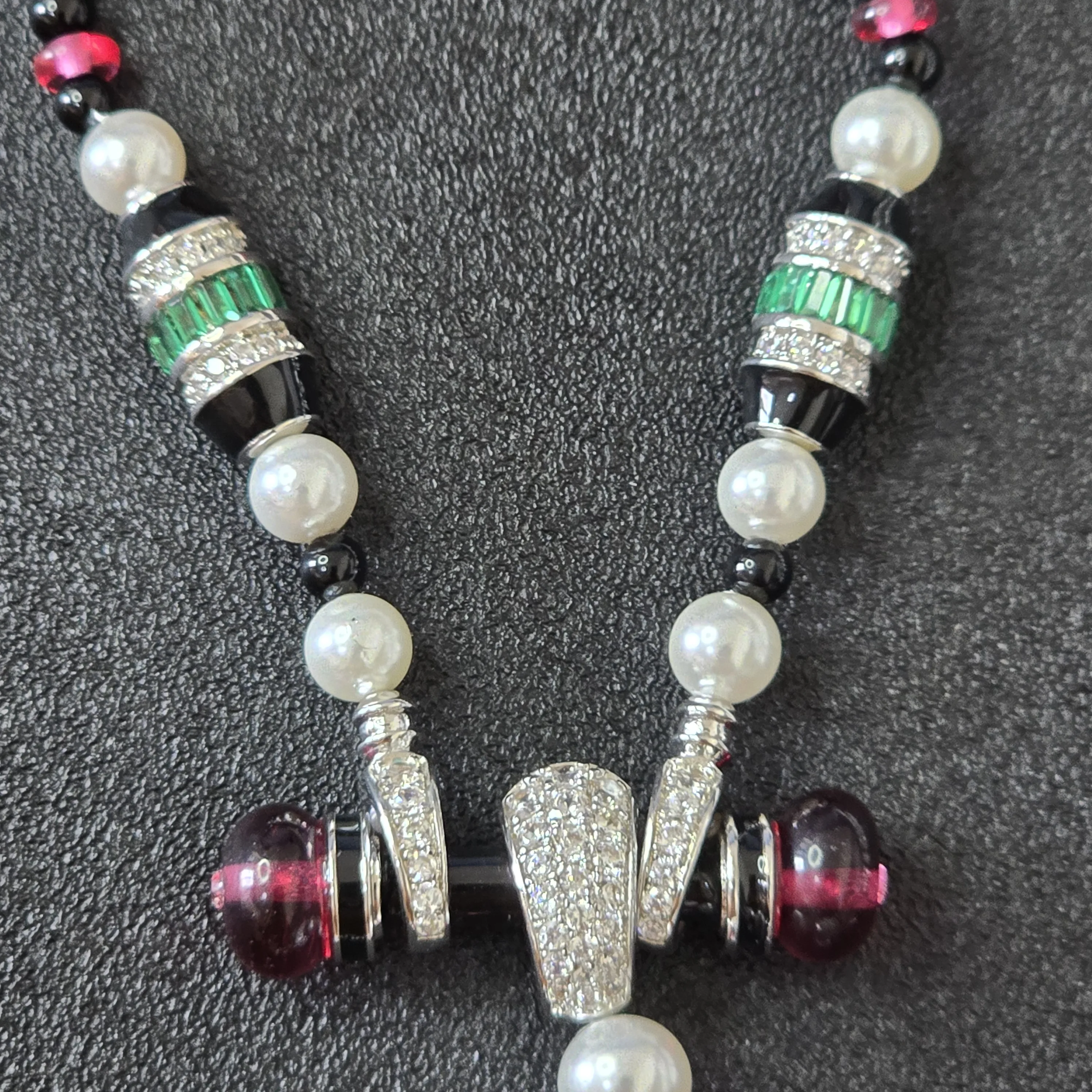Black Enamel Leopard Print Red Agate White Pearl Tassel Pendant Long Bead Chain Necklace Earrings Luxury Designer Jewelry Sets