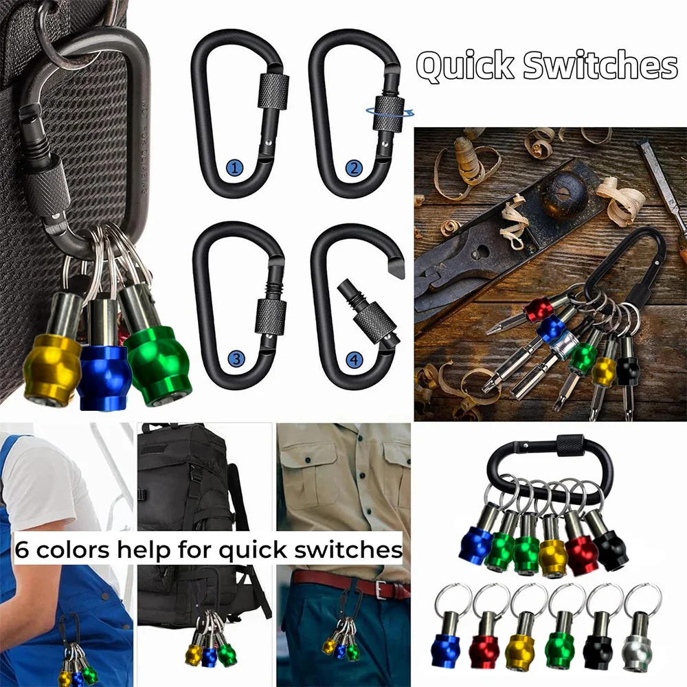 컬러 키 체인 퀵 체인지 익스텐션 로드, 1/4 육각 핸들, 체인지 로드 스크루드라이버, 퀵 릴리스 슬리브 도구 세트, 6 개