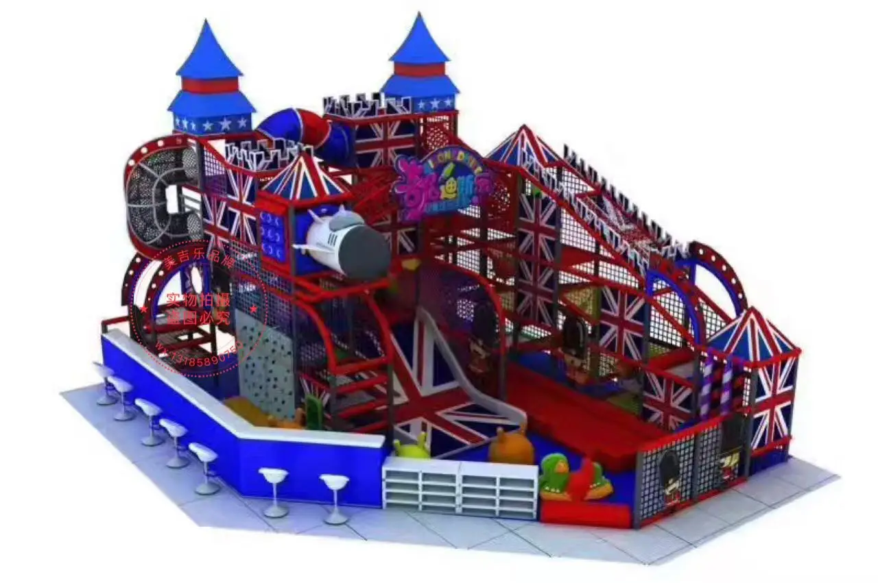 Steam Concept Designed For United States Customer Kids Indoor Playground With Amazing Big Triple Slide HZ-8416