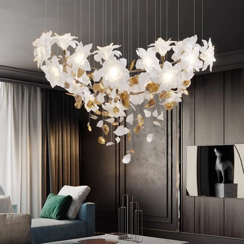 2025 Luxury Stairscase Crystal Chandelier, Loft Hanging Chandelier For Hotel Lobby Living Room, Designer Flower Shaped Chandelie