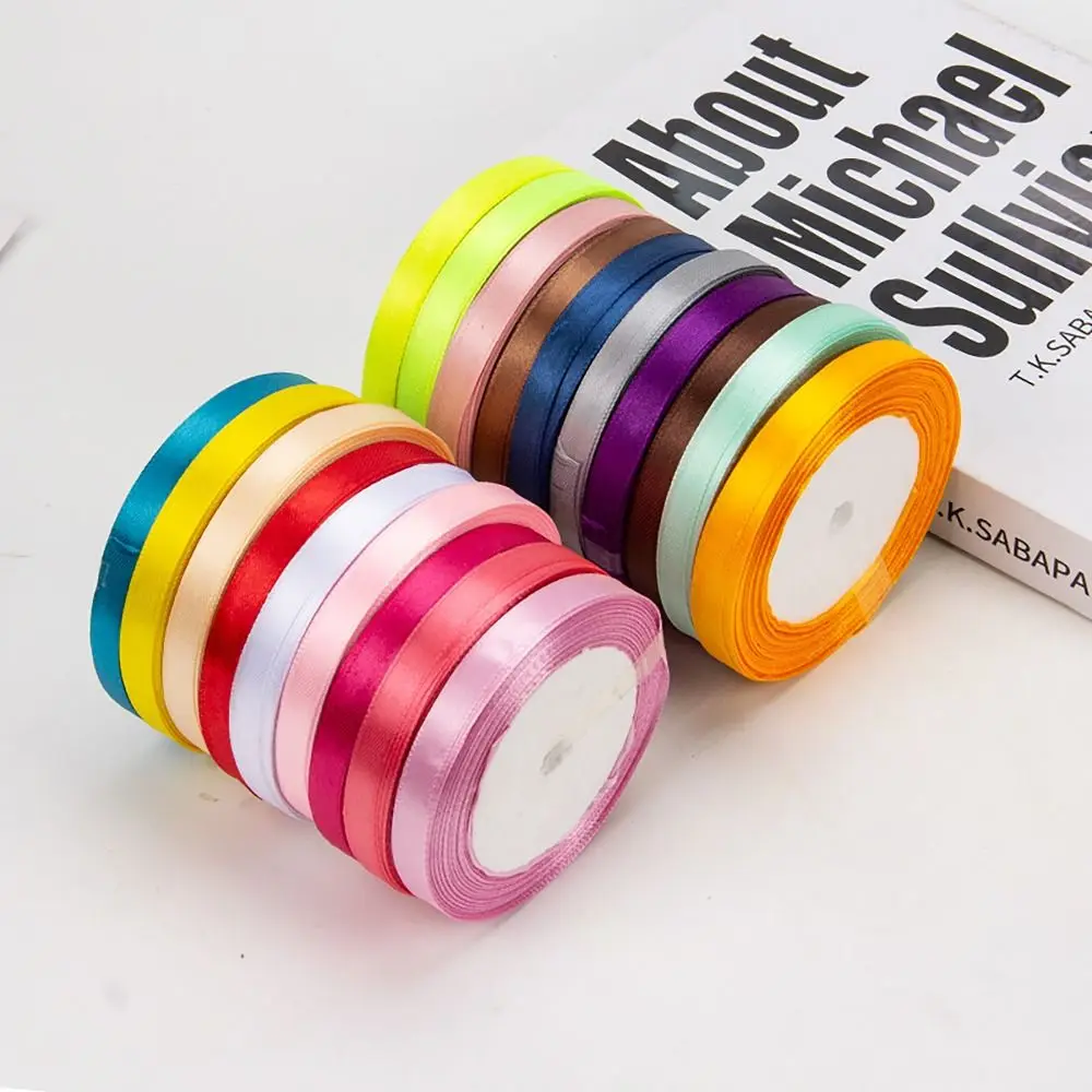 Durable 25yards/roll Satin Ribbon 1cm Width DIY Tool Roll Fabric 10 Colors Bow Ribbons Wedding Party