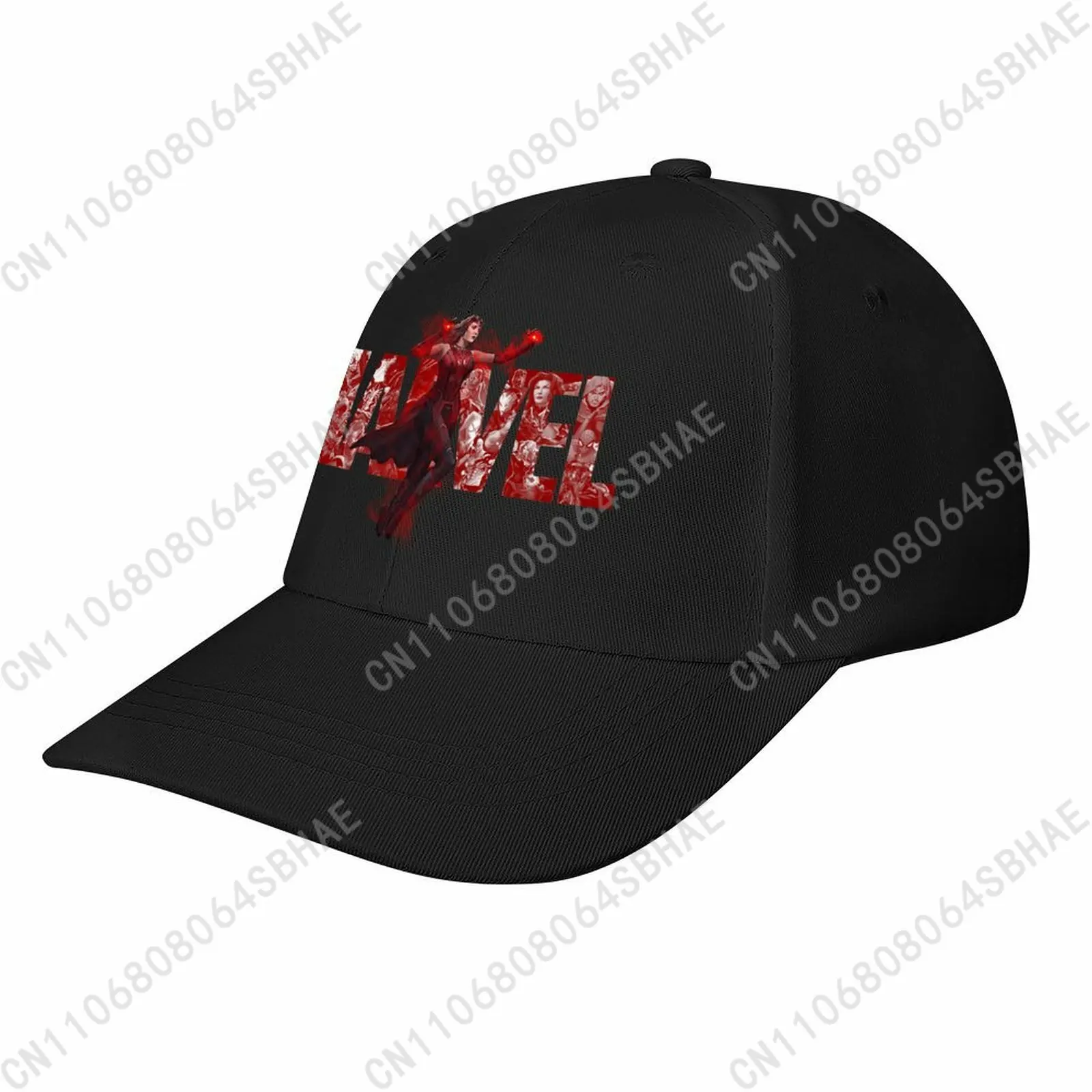 

Marvel Scarlet Witch Baseball Cap Men Women Curved Brim Washed Rubber Print Adjustable Daily Wear Cap Custom Casual Gift Cosplay