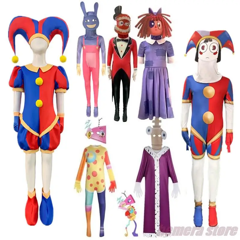 Kids Halloween Costumes Anime Digital Circus Pomni Cosplay Clothing Girls Boys Bodysuit Cartoon Carnival Birthday Gift for Adult