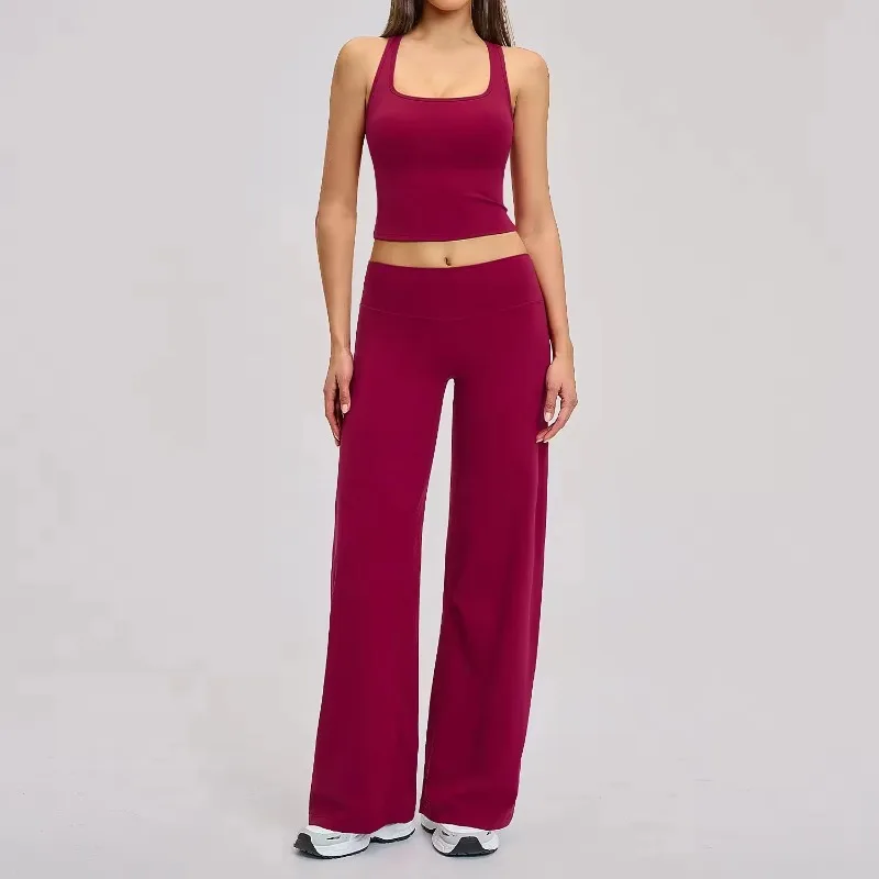 YTYINWholesale Gym Clothing Tank Top Fitness Custom Sports Breathable Apparel Workout Outfit 2 Piece Yoga Wear Set