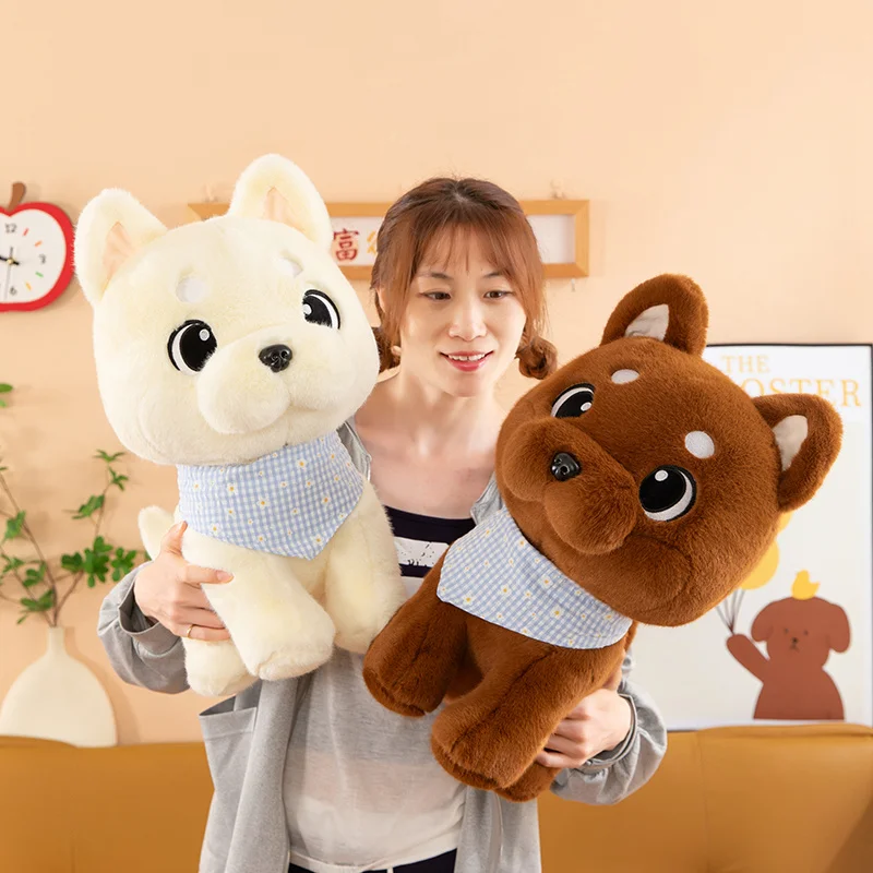 새로운 큰 눈의 애완동물 시바 이누 봉제 인형 부드러운 앉은 자세 만화 강아지 인형 따뜻한 포옹 동물 인형 어린이 생일 선물