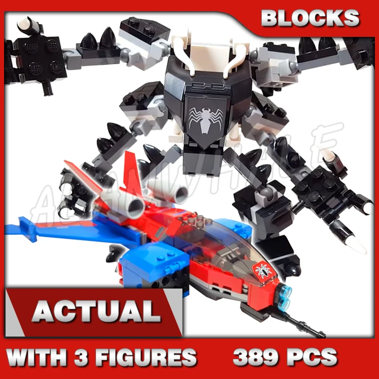 389pcs Super Fighter Revenger Spider Jet vs. Evil Mech Mechanical Monster 11500 Building Blocks Toy Compatible With Model