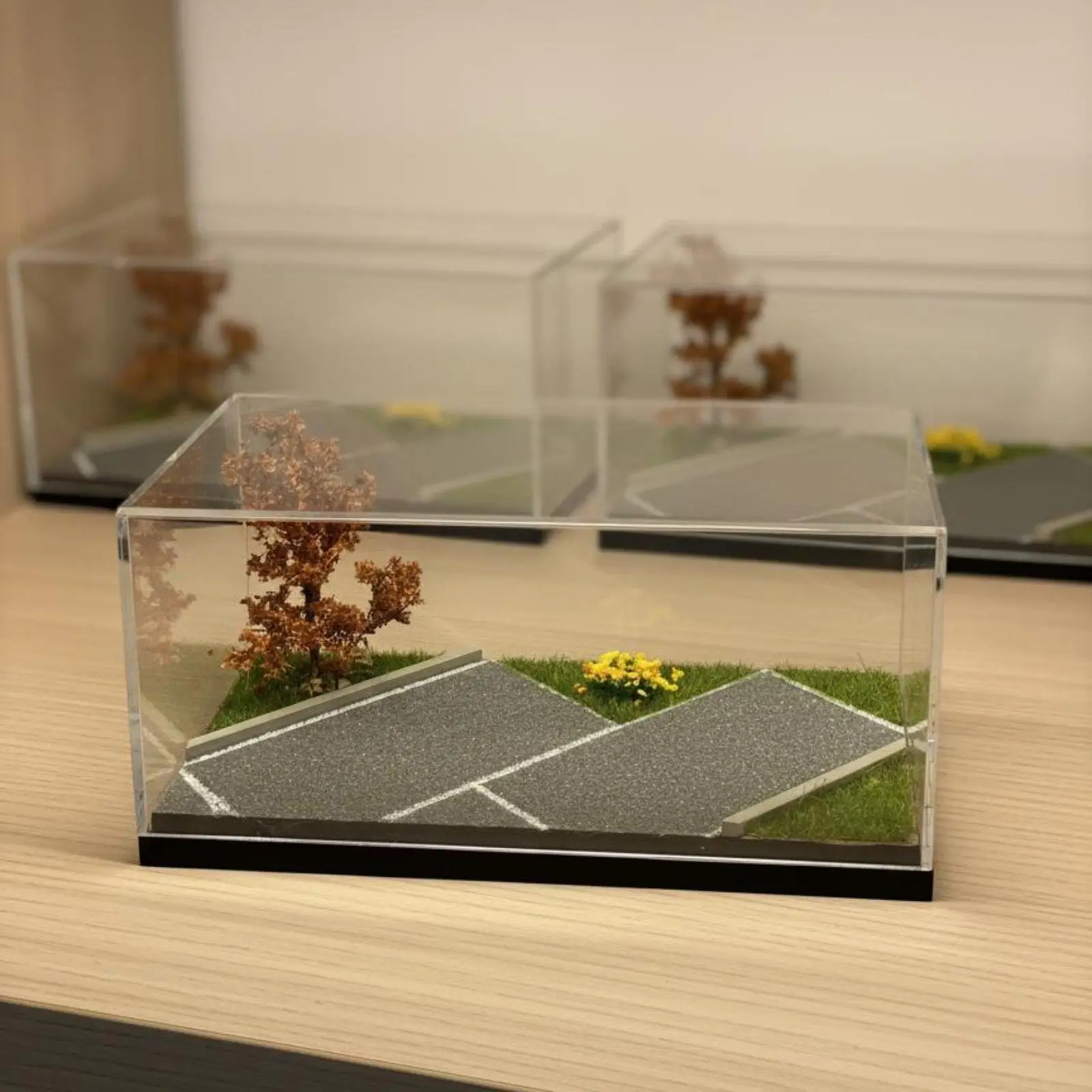 Diecast Car Display Integrated Lighting Dustproof Acrylic Case for Desktops