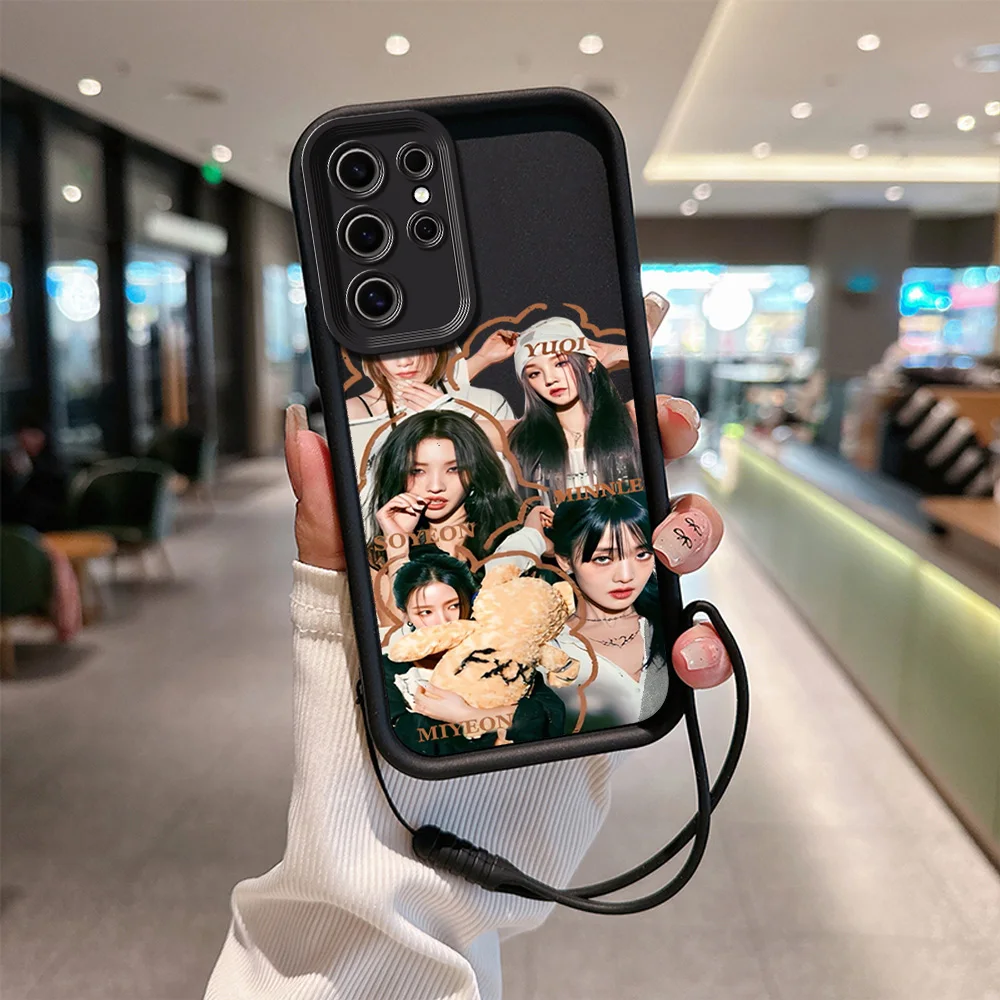 Kpop G-GIDLE I FEEL Phone Case for Xiaomi Redmi 9A 9C 10 10C 12 12C K30 K40 K50 Note 10 11 12 Pro 5G Cover with Hand Strap