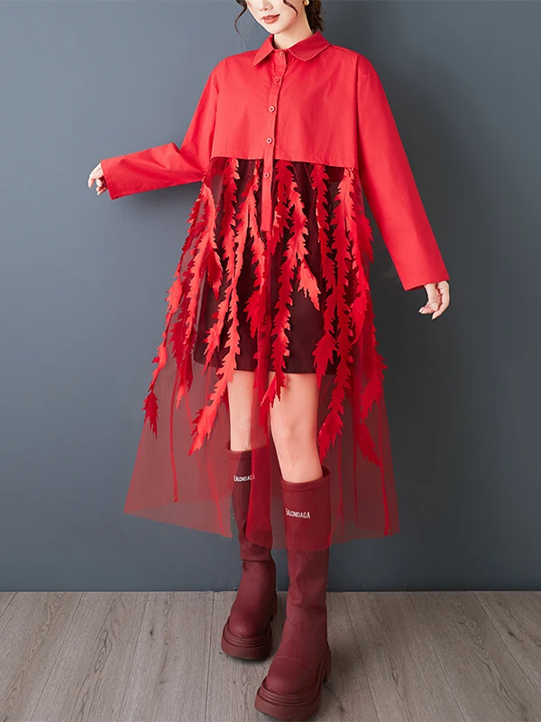 Casual Long Sve Printed Me Splice Dr irt Women's Loose Waist Princ Skirt Sle A-Line Dr Spring New Arrival