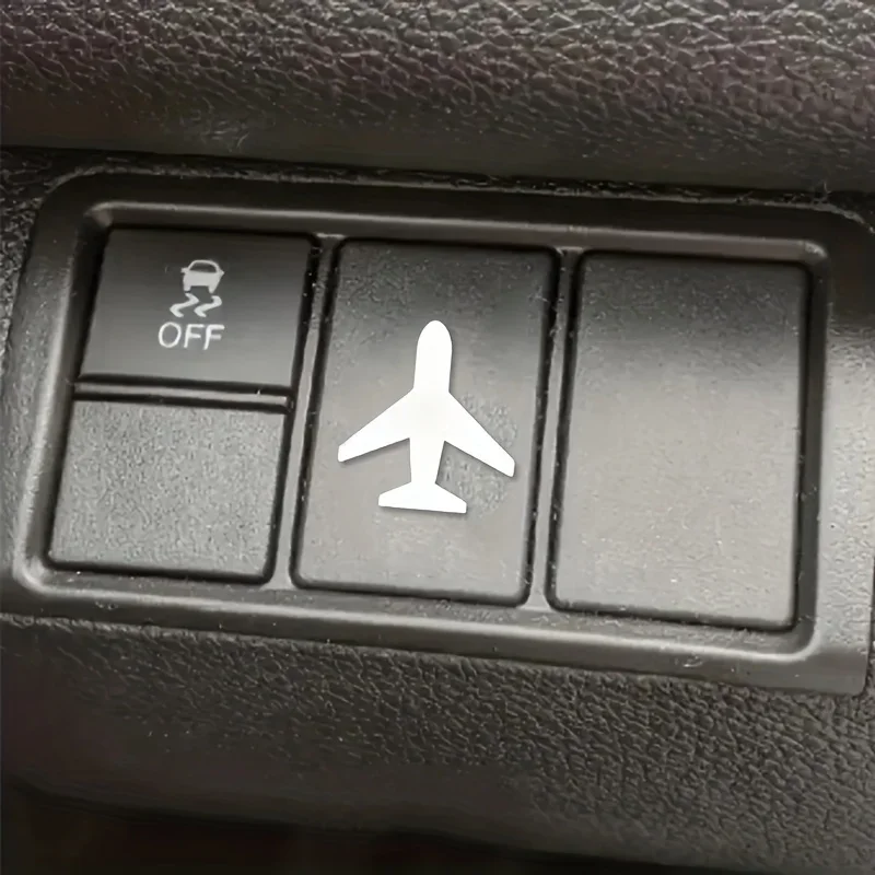 2pcs Mini Airplane Symbol Vinyl Stickers Set, Waterproof Removable 2D Decals for Car Interior Buttons Aviation Fans Decor