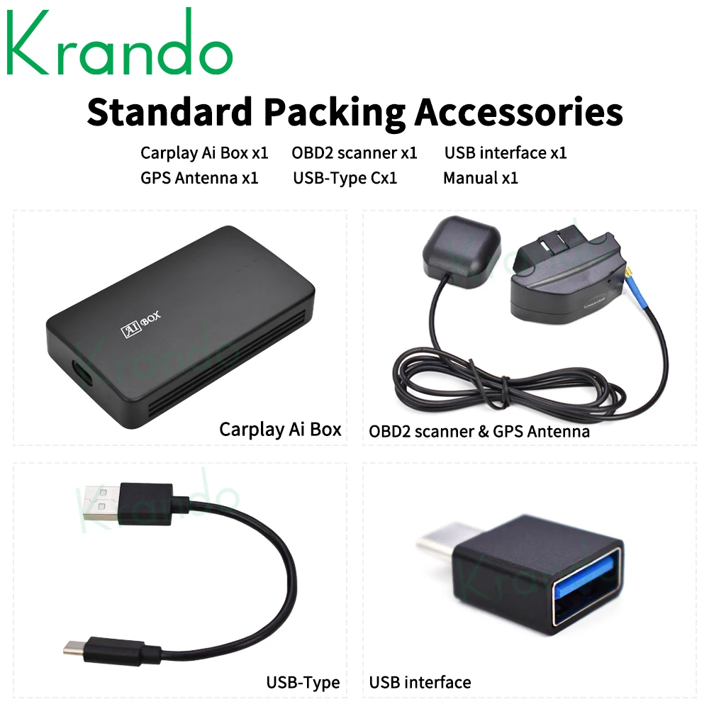 Krando Smart Ai Box 64GB 128GB Qualcomm 8-Core 665 6125 Wireless CarPlay Android Auto Car Play Streaming Box  for Netflix