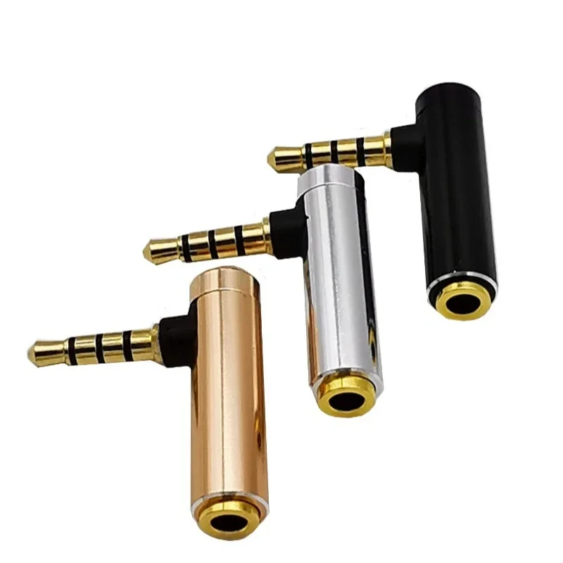 

4pole Gold-plated Metal Case with 90 Degree Bend 3.5mm Male To Female Audio Head Suitable for Apple IPhone