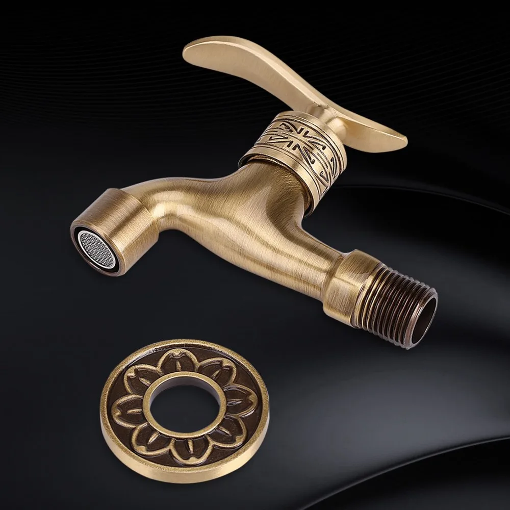 Decorative Brass Washing Machine Faucet G 1/2 Inch Connection Wall Mount Faucet Tap Single Cold Water Water Tap Laundry Room