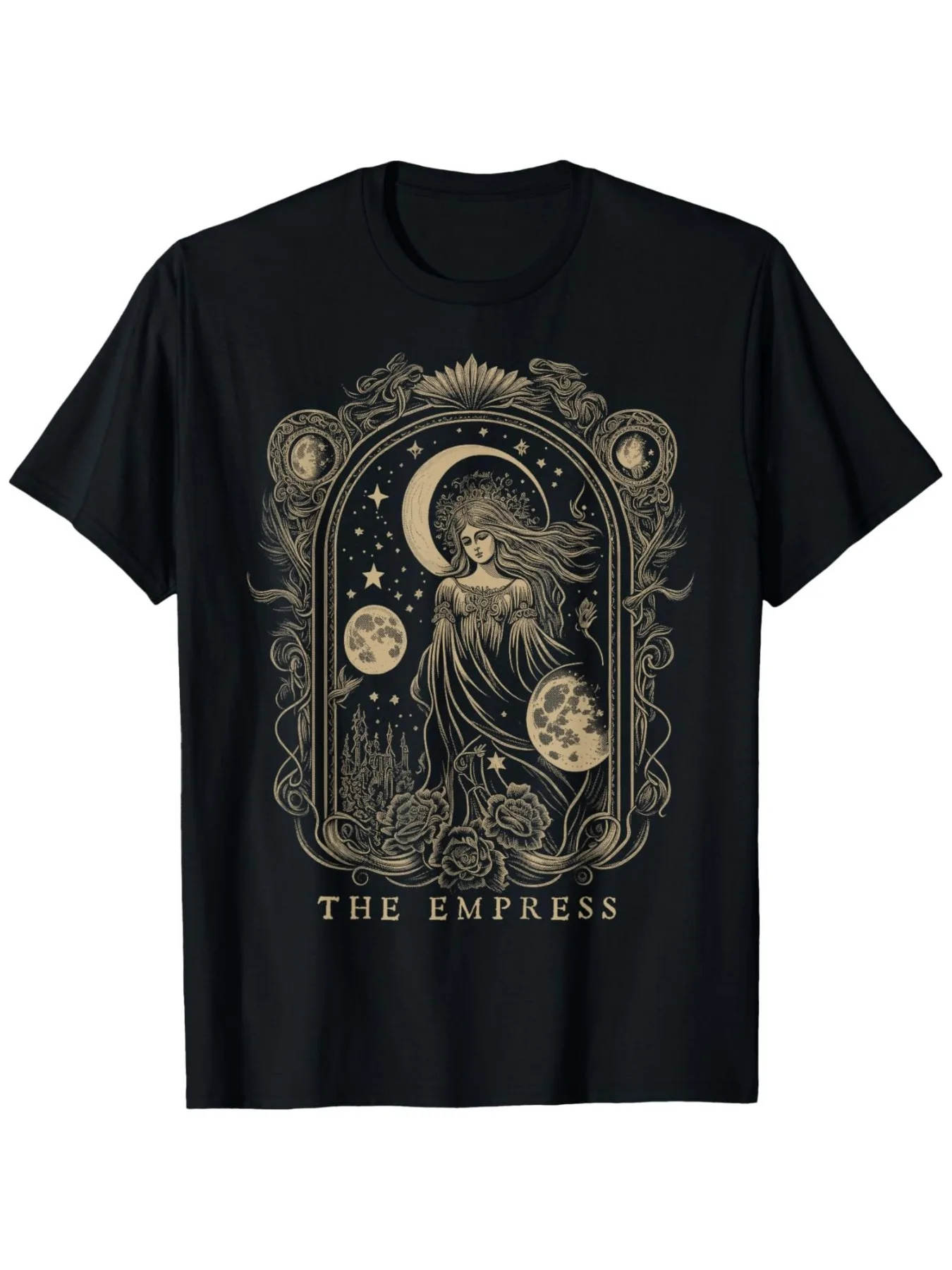 Queen Card Gothic Emotional Mysterious Pattern T-Shirt Same for Men and Women, Christmas, Thanksgiving, New Year's Birthday Gift for Parents, Relatives and Friends, Neutral Black Soft Fabric, 100% Cotton