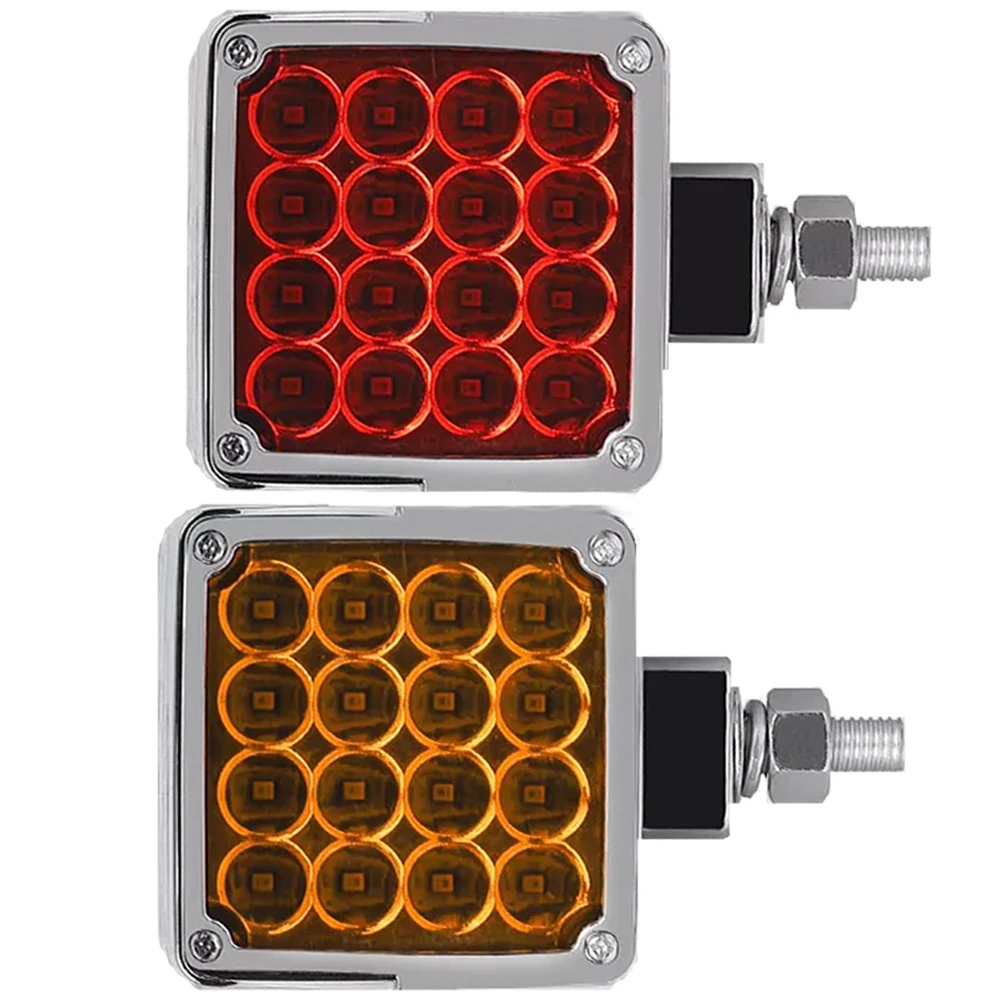 12V-24V  2Pcs Car Double Face LED Turn Signal Lights  Fender Lights  Side Marker Light For Trucks,  Trailers,Vans, Cars, RVs.