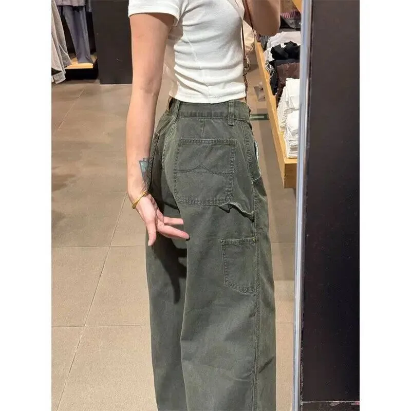 

American Retro Straight Casual Jeans Women's High Waist Loose Wide Leg Long Trousers Trendy Autumn Fashion