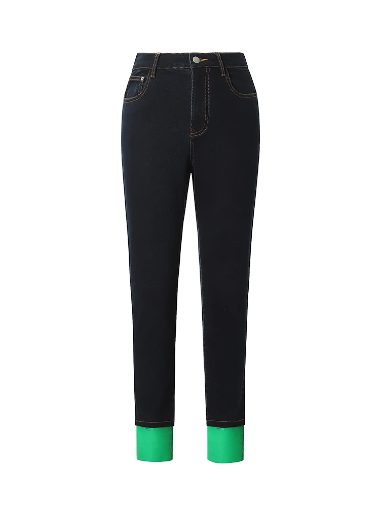Jeans de Moda con Diseño de Bloques de Color, Corte Ajustado, Estilo Nuevo para Mujer, Levis, Pantalones Casuales a la Moda, Cintura Natural de Algodón