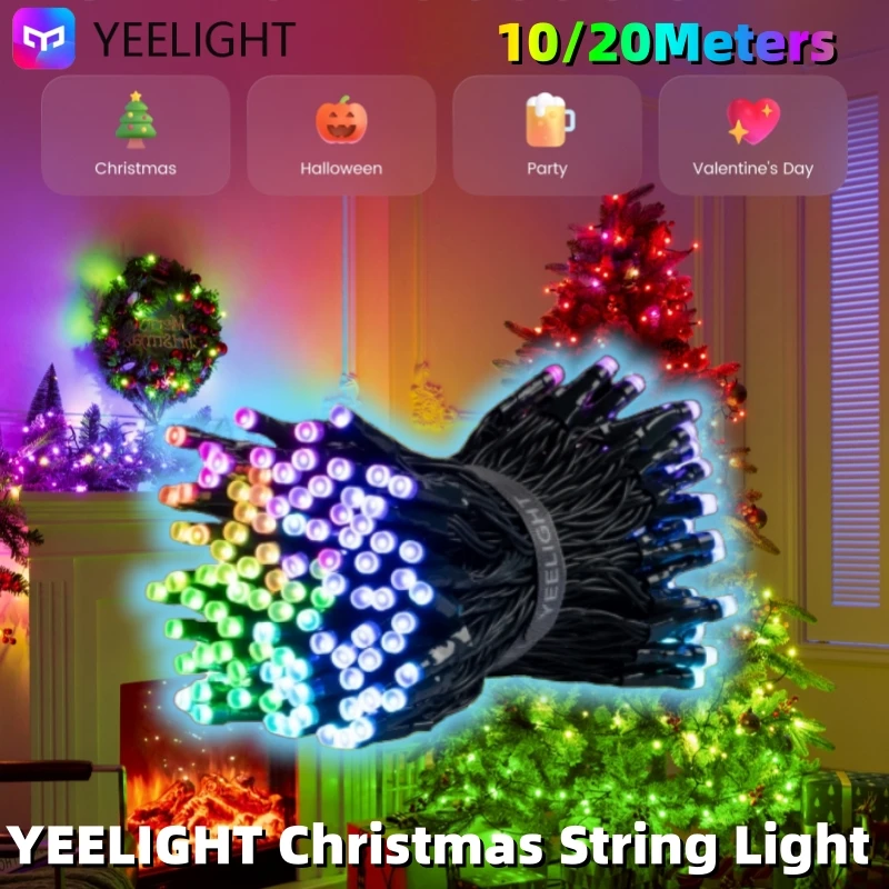 

YEELIGHT Christmas string lights Bluetooth connection 20 lighting effects dynamic RGB smart app control For trees and hallways