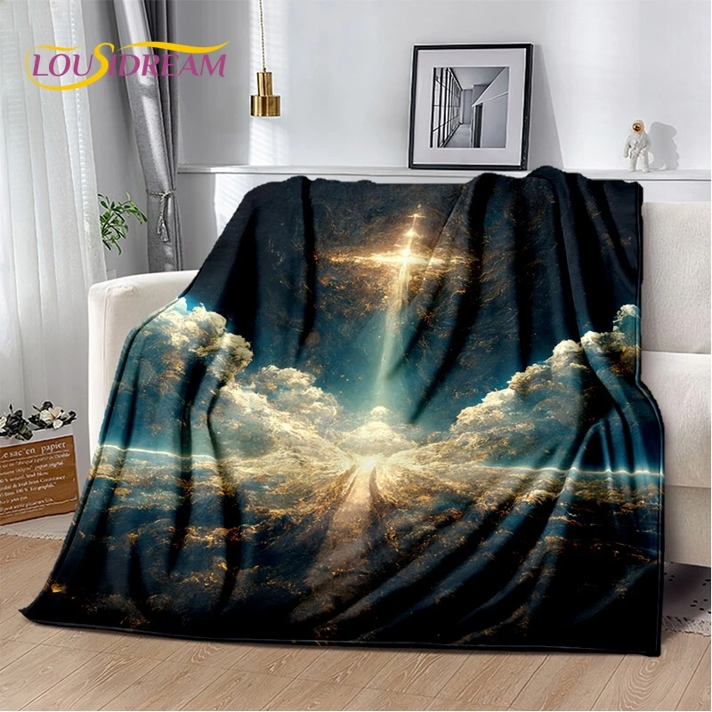 New 3D Pray Holy Bible Cross Jesus Soft Blankets,Keep Warm Throw Blanket Comfortable Blanket for Picnic Beds Sofa Home Bedroom