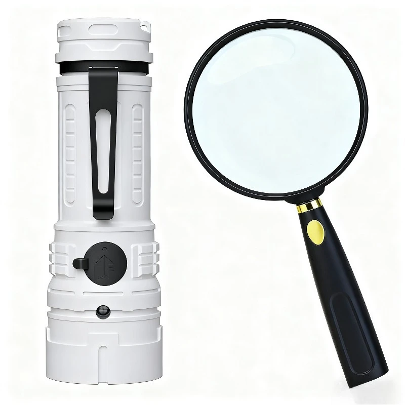 Портативный Суперяркий LED Фонарик с Увеличительным Стеклом, для Пешеходного Туризма