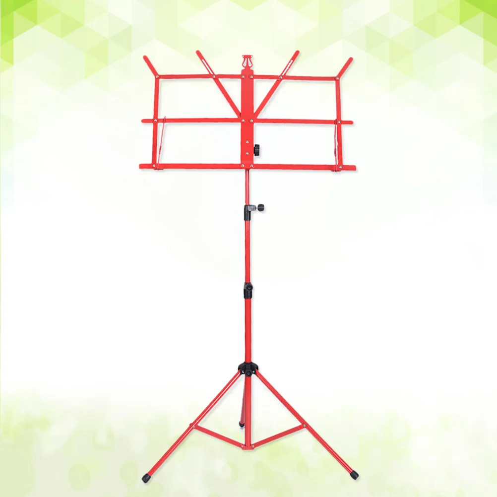 Folding Music Sheet Tripod Stand Metal Music Stand Holder for Carrying Guitar Parts and Accessories (Red)