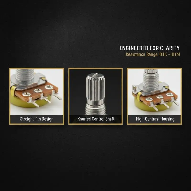 ∘WH148N Potentiometer 15mm Shaft Single B Type Precision Volume Control Carbon Film for Audio Amplifier DIY Circuit 5Pcs