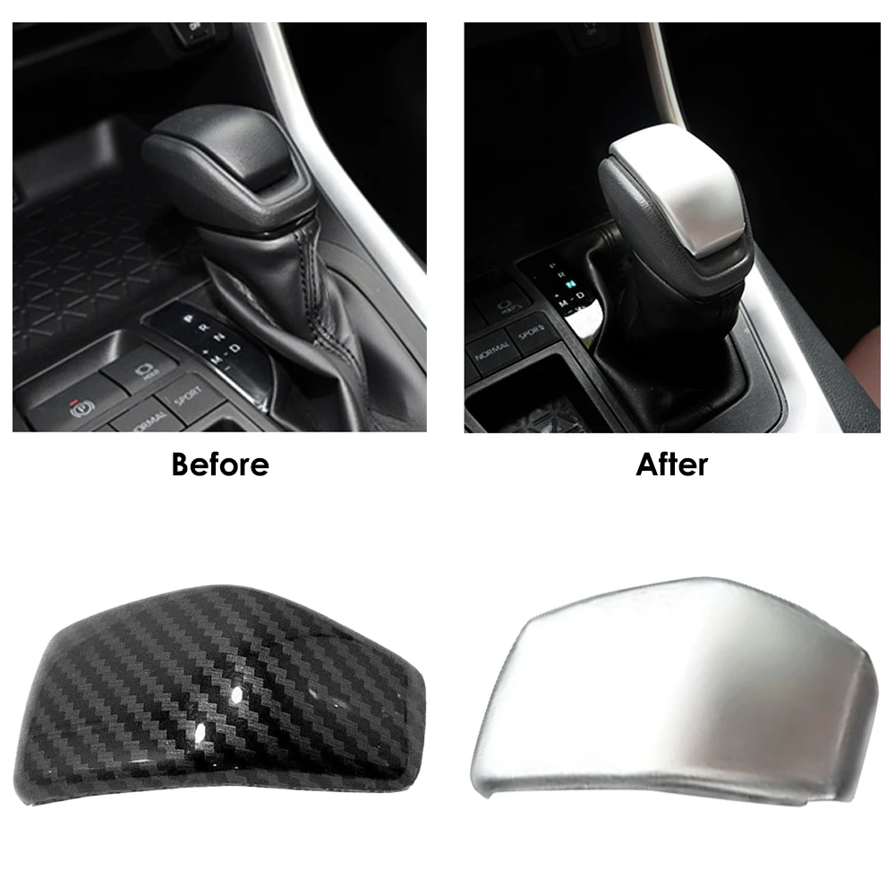 For Toyota RAV4 2019 2020 2021 ABS Car Interior Gear Shift Knob Cover Trim Carbon Fiber/ Silver Style