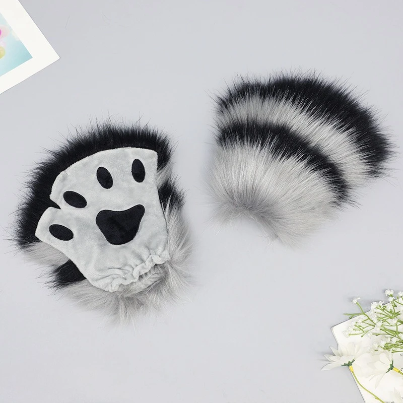 늑대 발 장갑 인조 모피 핑거리스 장갑 겨울 따뜻한 고양이 발톱 장갑 여성 코스프레 액세서리 할로윈 멋진 파티 소품